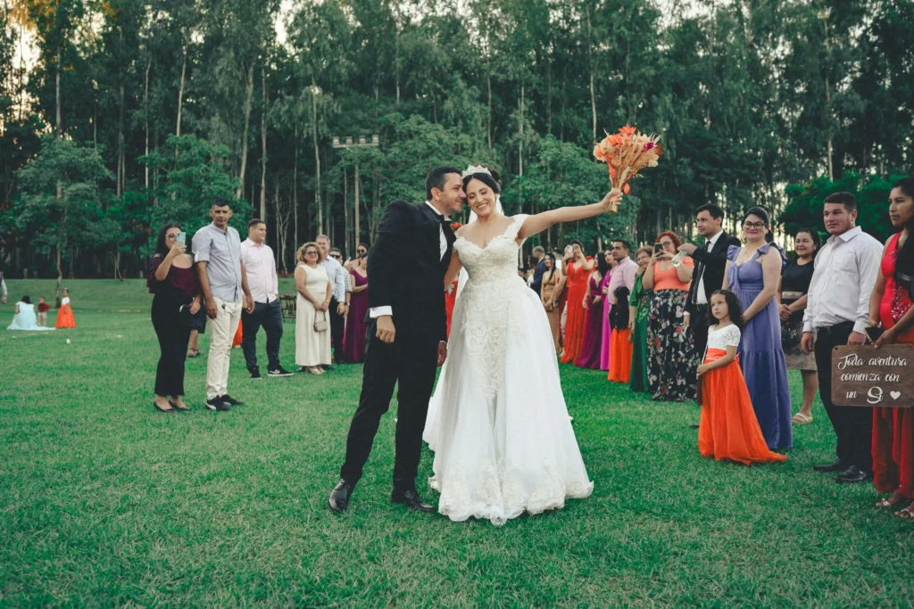 happy guests at wedding day