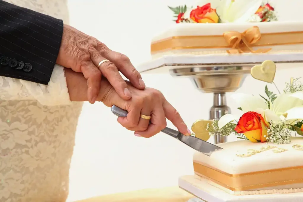 couple cutting cake