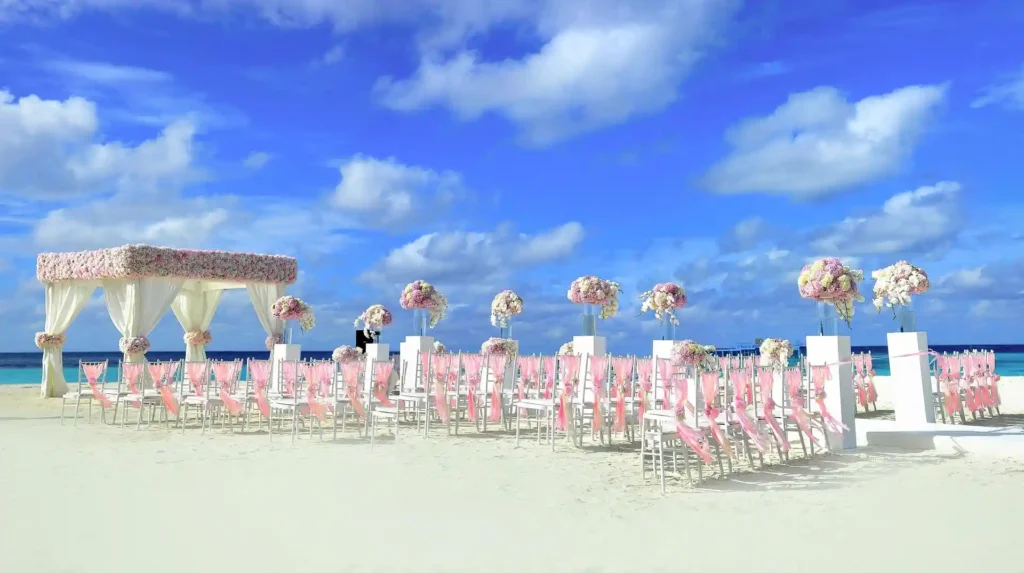 beach wedding setting