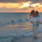 45th wedding anniversary couple at beach