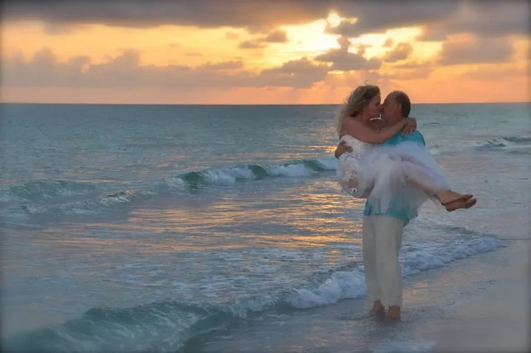 45th wedding anniversary couple at beach