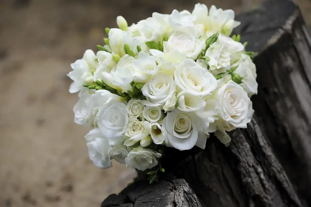 white flower corsages