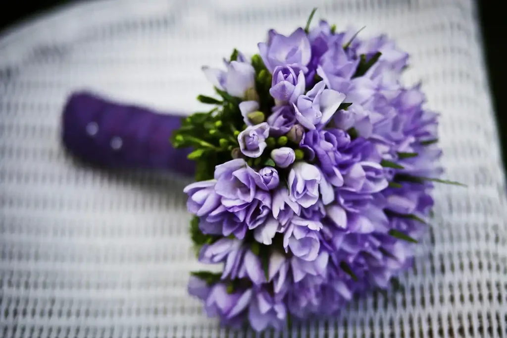 purple wedding corsages
