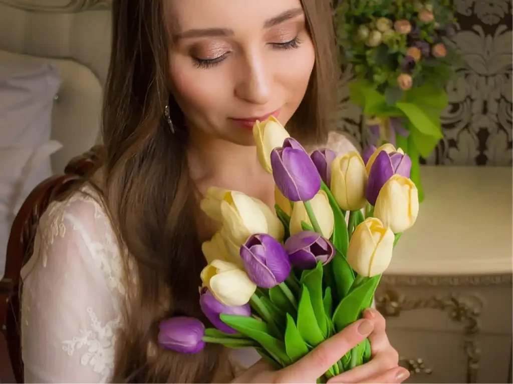 tulips themed wedding dress