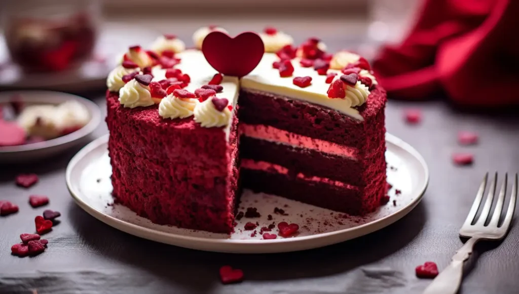 red cake cut